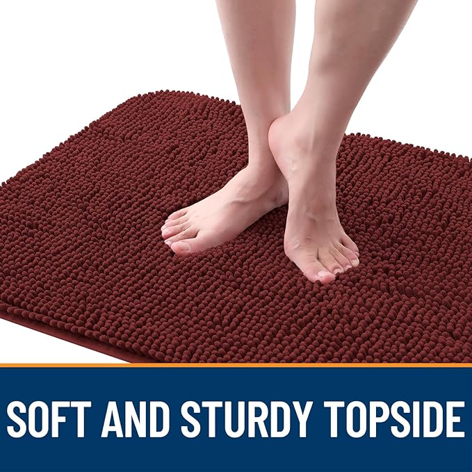 OLANLY Dog Door Mat for Muddy Paws 59x32, Absorbs Moisture and Dirt, Absorbent Non-Slip Washable Doormat, Quick Dry Chenille Mud Mat, Entry Indoor Entryway Carpet for Inside Floor, Caramel Russet