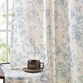 jinchan Linen Blend Curtain Floral Curtains for Living Room 54 Inch Length Blue Printed Curtain Rod Pocket Back Tab Farmhouse Peony Flower Patterned Drapes Bedroom Window Curtains Set 2 Panels