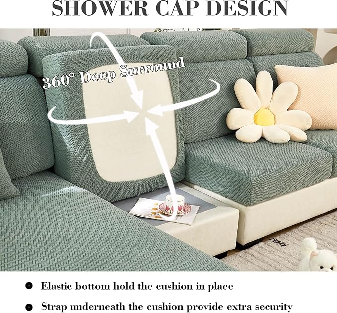 Sofa Covers Couch Covers for Sofa Pet Friendly Couch Cushion Covers Universal Sofa Covers Washable Stretch Slipcovers for Sectional Sofa (Texture Green,Extra Large Single Seat Cover)