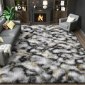 LOCHAS Ultra Soft Indoor Modern Area Rugs Fluffy Living Room Carpets for Children Bedroom Home Decor Nursery Rug 8 x10 Feet, Grey-Gold