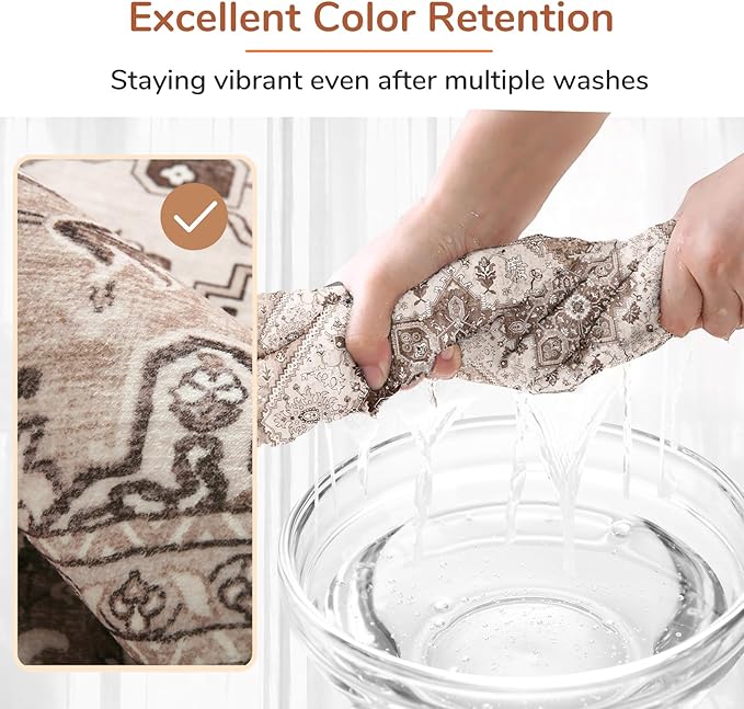 OPPODREAM Soft Area Rugs 9x12 Living Room, Washable Rugs 9x12 with Non Slip Backing, Faux Cashmere Low-Pile 9 x 12 Carpet, Khaki