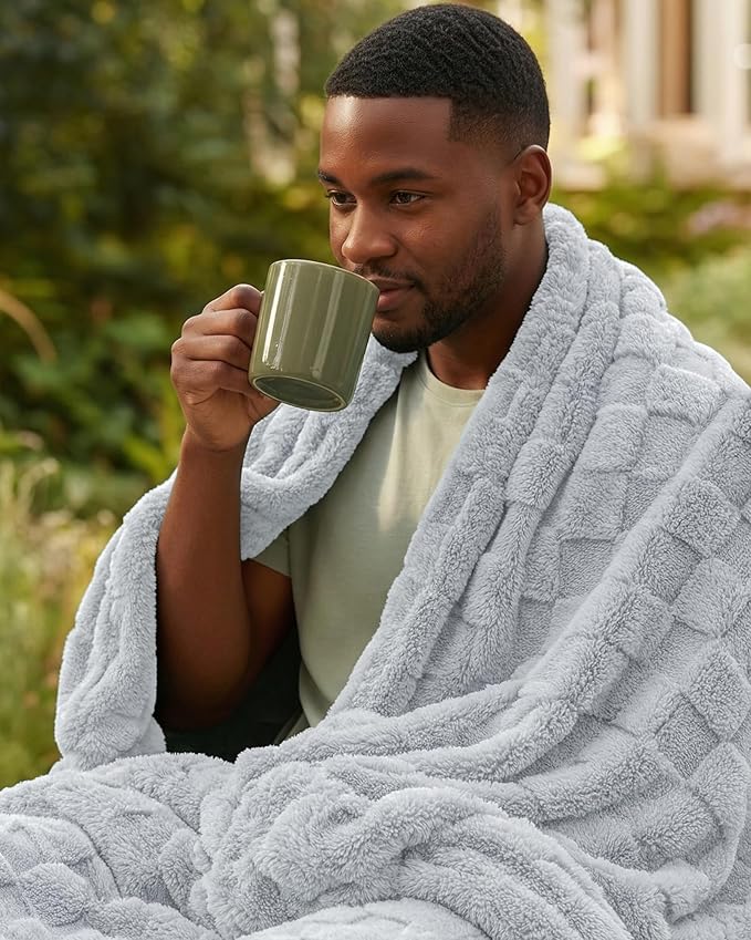 Utopia Bedding Cool Grey Checkered Fleece Throw Blanket for Couch or Bed, Soft Plush Cozy Blanket for Women and Men, Ultra Comfy Travel-Friendly Bed Throws for Relaxation, 50x60 Inches
