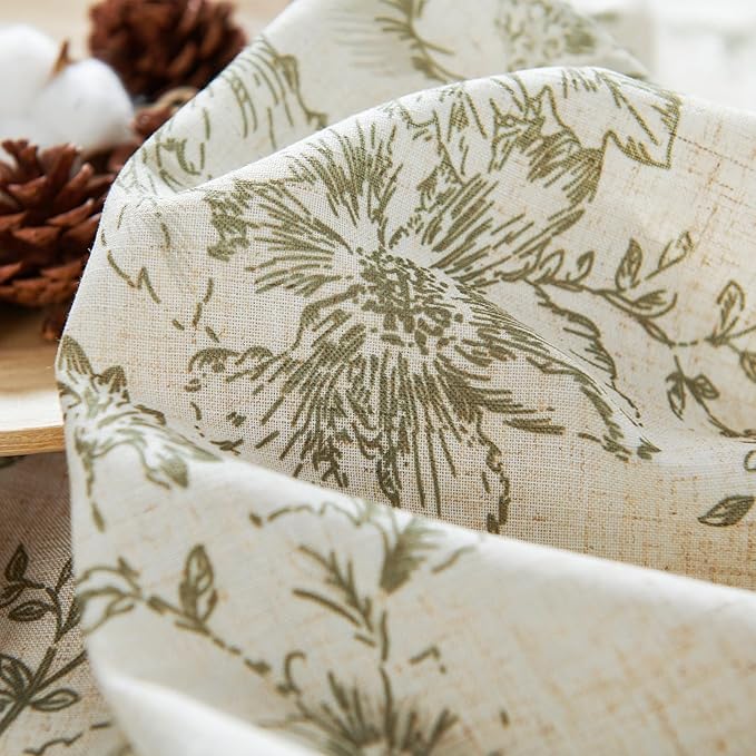 jinchan Linen Blend Floral Curtains for Living Room 108 Inch Length Farmhouse Printed Curtain Rod Pocket Back Tab Sage Green Peony Flower Patterned Drapes Bedroom Curtains Set 2 Panels