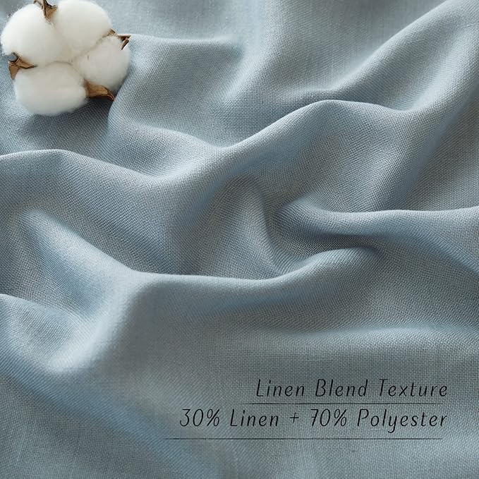 NICETOWN Flax Stone Blue Linen Curtains for Room Divider, Grommet Top Thick Flax Semi Sheer Vertical Drapes Privacy Assured with Light Filtering for Sliding Glass Door, W68 x L84, 2 Pieces