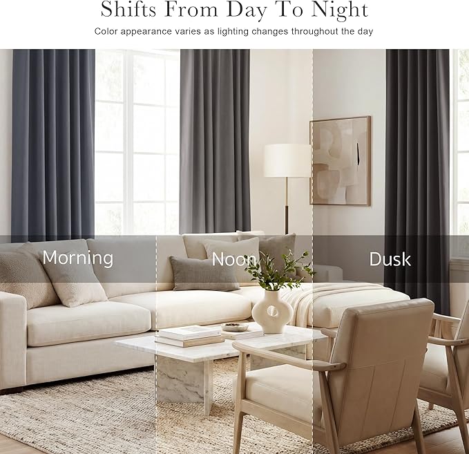 PONY DANCE Short Curtains Half Window Curtains for Bedroom, Privacy Blackout Energy Saving Drapes for Living Room Bathroom Shades, Wide 29 x Long 24 inches per Panel, Grey, 2 Pcs
