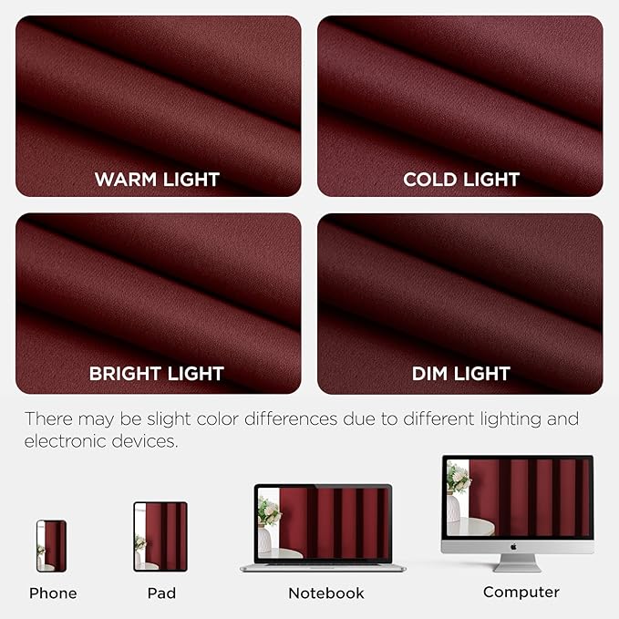 Joydeco Blackout Patio Sliding Door Curtains 96 Inches Long, Grommet Privacy Room Divider Curtains, Extra Wide Thermal Blackout Drapes for Bedroom Living Room (Burgundy Red, 100Wx96L, 1 Panel)