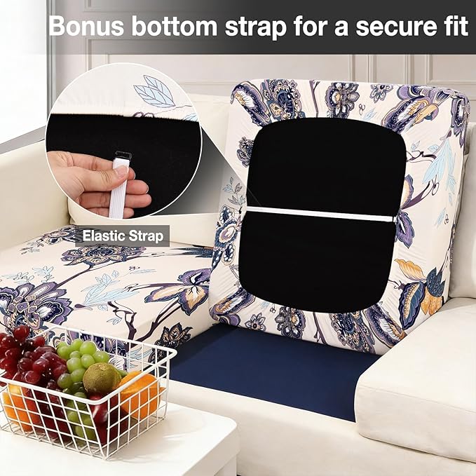 hyha 8Pcs Patio Cushion Covers, Stretch Outdoor Couch Cushion Covers, Washable Outdoor Chair/Sofa Slipcovers for Patio Furniture Cushions Protector with Elastic Bottom(Vintage Flower,Cover Only)
