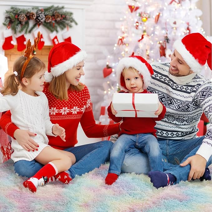 Shag Area Rug for Bedroom 4x6,Fluffy Area Rugs for Living Room,Soft Fuzzy Rug Non-Shedding Indoor Plush Carpet for Kids Bedroom Nursery Dorm Home Decor,Rainbow