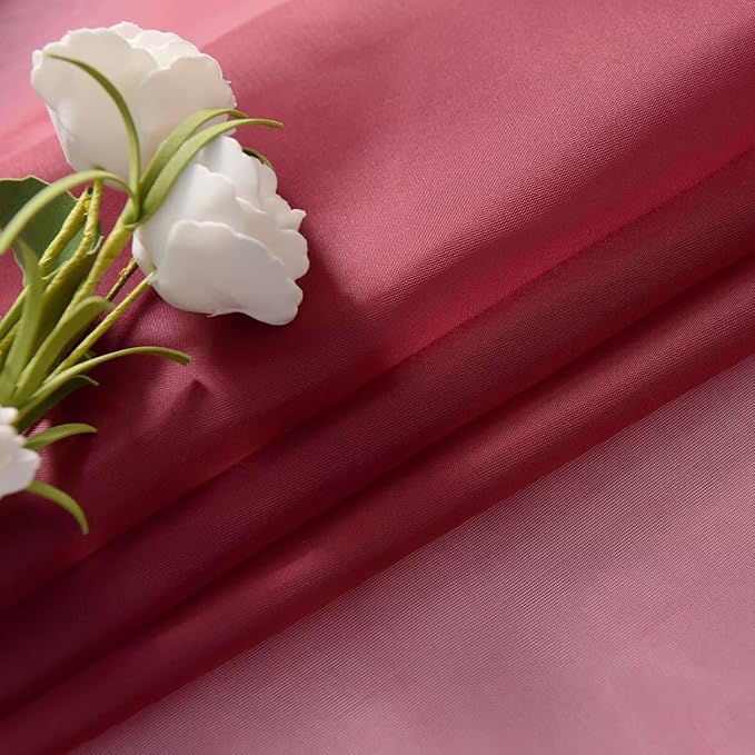 SpaceDresser Burgundy Sheer Curtains 4 Panels Rod Pocket Semi-Sheer Curtain 108 Inches Long Light Filtering Voile Window Drapes for Bedroom Living Room Kitchen, Each 52W x 108L