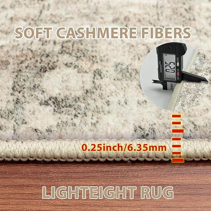 8x10 Area Rugs for Living Room Rug Washable: Abstract Large Rug for Dining Room Bedroom Carpet Non Slip 8 by 10 Indoor Modern Nursery Home Office Beige Brown