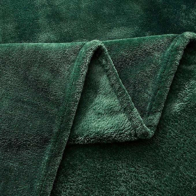 TASTHROW Large Flannel Fleece Throw Blanket, 50×70 Inch - Cozy Lightweight Thick Blanket - All Seasons Suitable for Women, Men and Kids (Dark Green)