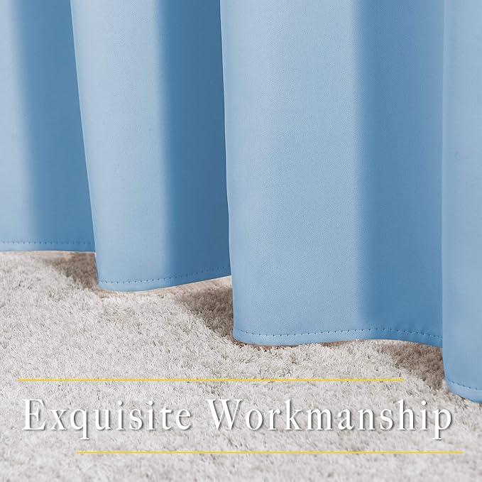 NICETOWN Blackout 90 inch Curtains for Living Room, Grommet Thermal Insulated Doorway Curtains Room Darkening Window Treatments for Bedroom, 2 Panels, W52 x L90, Blue