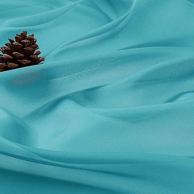 OWENIE Extra Long Turquoise Sheer Curtains 96 Inches Long 2 Panels Set, Soft Lightweight Airy Voile Sheer Curtain for Bedroom Living Room, Rod Pocket Solid Color Farmhouse Curtains, 59" Wx96 L Inch