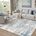Blue 5x7 Area Rug Washable Modern Abstract Living Room Carpet Non Slip Neutral Low Pile Soft Contemporary Aesthetic Indoor Rug for Kitchen Office Laundry Bedroom Dining Room