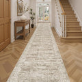 Runner Rug 2'6" x 14' Washable Non-Slip Runner Rugs for Kitchen Bathroom Laundry Room Vintage Ultra Thin Runners for Hallway Entryway Brown