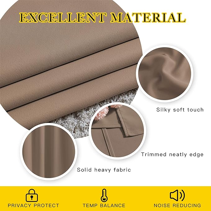 NICETOWN Bedroom Blackout Curtains and Drapes - Window Treatment Thermal Insulated Solid Grommet Blackout Draperies for Living Room (Set of 2 Panels, 52 by 95 Inch, Cappuccino)