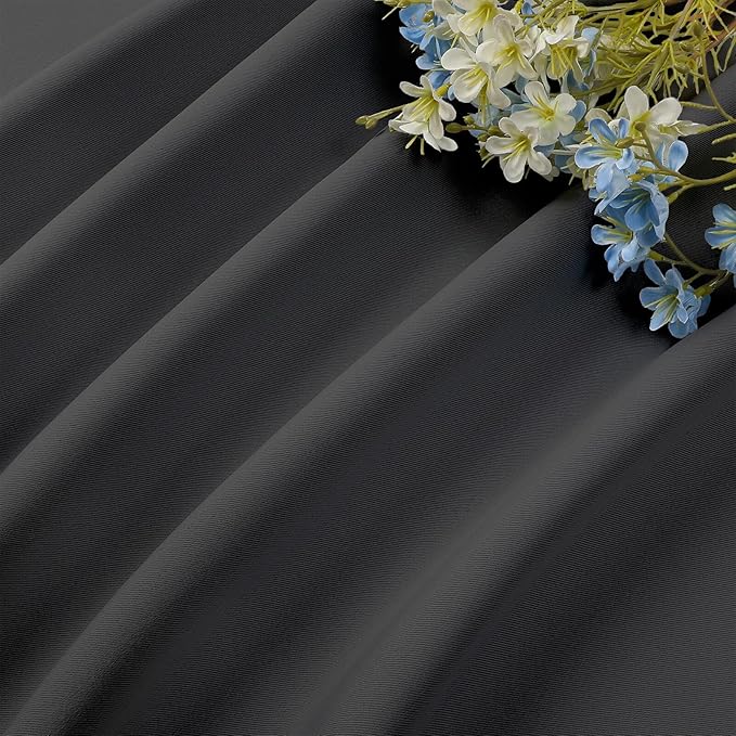 CUCRAF Dark Grey Blackout Curtains 108 inch Length 2 Panels Set, Rod Pocket Room Darkening Drapes for Bedroom Living Room, Insulated Thermal Light Blocking Window Curtain (W52 x L108 Inch)