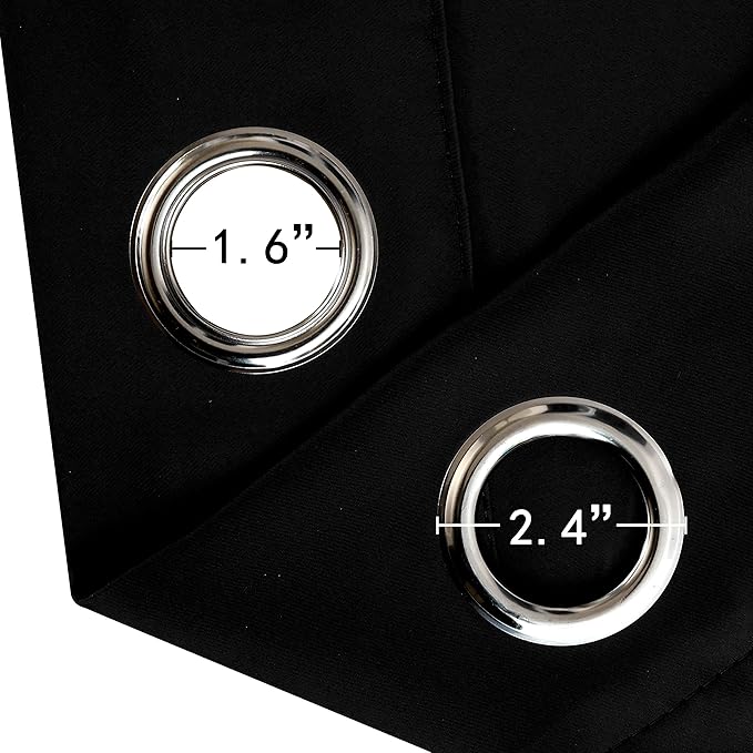 LEMOMO Black Thermal Blackout Curtains/38 x 84 Inch/Set of 2 Panels Room Darkening Curtains for Bedroom