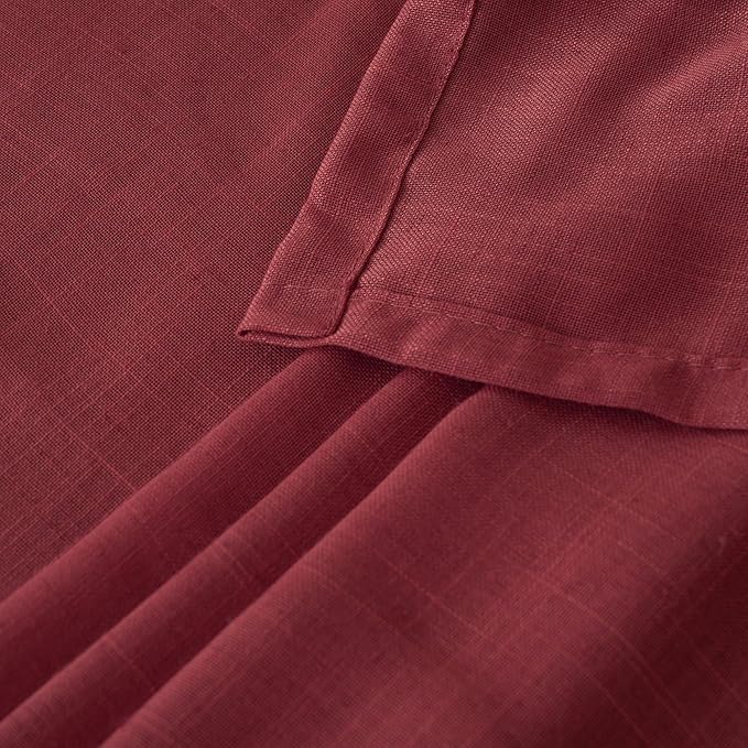 BGment Burgundy Curtains for Living Room 84 Inches Long 2 Panels Set, Linen Window Drapes Semi Sheer Light Filtering with Rod Pocket for Bedroom Dining Decor Lightweight, 52 X 84 Inch