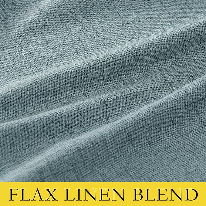 NICETOWN 100% Absolutely Blackout Linen Curtains with Thermal Insulated Liner, Skylark Blue, 62" Wide, 72" Length Energy Saving Curtains for Playroom 2 Panels Set, Vertical Blinds