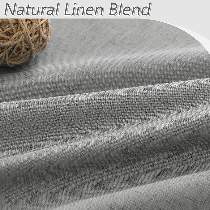 Guken 100% Blackout Linen Curtains 108 Inch Length 2 Panels Set for Living Room Bedroom Back Tab Thermal Insulated Black Out Linen Drapes Room Darkening Window Curtains,Dark Grey