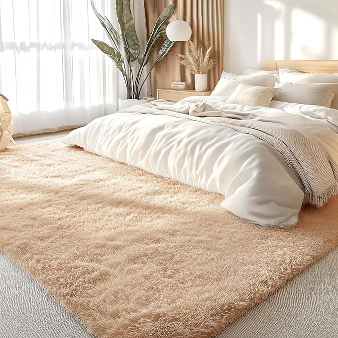 OLANLY 10x12 Machine Washable Large Area Rugs for Living Room, Bedroom, Soft Fluffy Shaggy Bedside Rug, Indoor Floor Carpet for Kids Girls and Boys, Dorms, Nursery, Home Decor Aesthetic, Beige