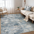 Nakagishi 6x9 Area Rugs Living Room: Washable Abstract Large Neutral Soft Rug Stain Resistant Modern Indoor Floor Non-Slip Carpet for Bedroom Nursery Kids Playroom Office Dining Room Dorm-Blue Brown