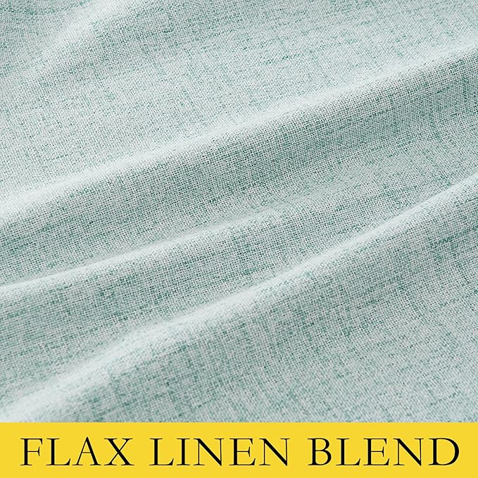 NICETOWN 100% Absolutely Blackout Linen Curtains with Thermal Insulated Liner, Seafoam Green, 52" Wide, 102" Length Energy Saving Curtains for Living Room 2 Panels Set, Vertical Blinds