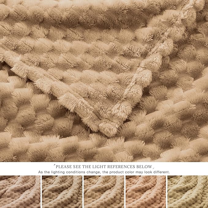 EXQ Home King Size Blanket for Bed or Couch - 3D Imitation Turtle Shell Jacquard Decorative Fleece Blankets - Cozy Soft Lightweight Fuzzy Flannel Blanket Suitable for All Seasons(90"×108",Brown)