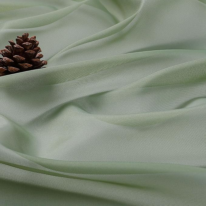 OVZME Sage Green Sheer Curtains 84 Inches Long 2 Panels Set, Light Filtering Sheer Curtains for Living Room Bedroom 59 Inch Extra Wide, Modern Voile Filmy Rod Pocket Window Drapes, 59Wx84L Inches