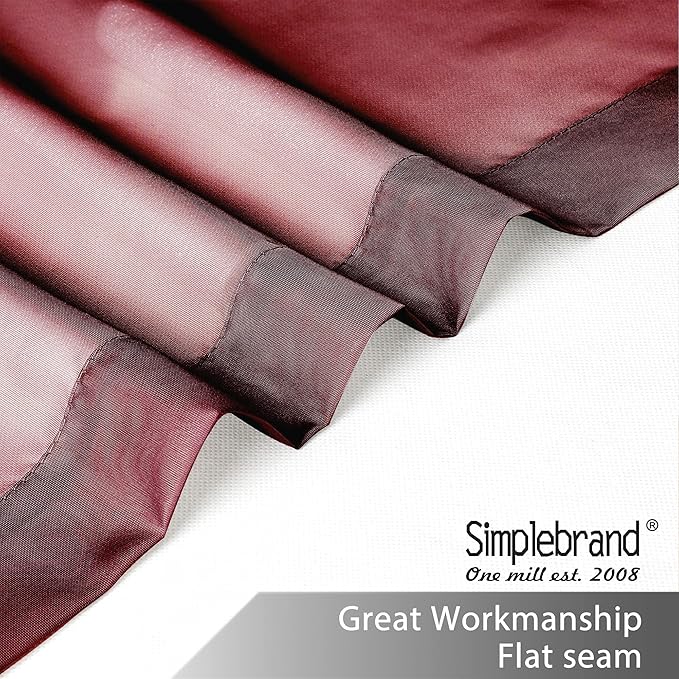 Simplebrand Red Sheer Panles 72 Inches Long 2 Panels for Living Room, Rod Pockets Airy Window Treatments Voile Sheer White Curtains Panels Lightweight for Front Back Patio Glass Door, 42" Width