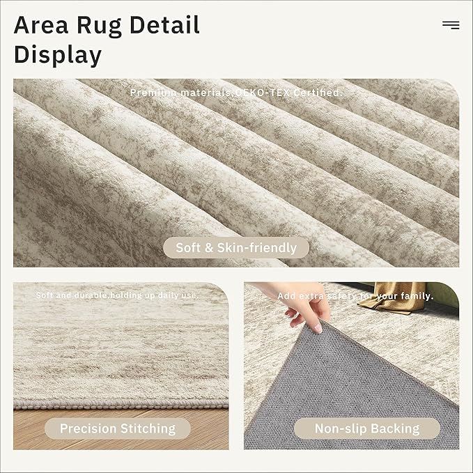Hallway Runner 3x14 - Runner Rugs 14ft Washable Entryway Rug Vintage Kitchen Runners Non Slip Indoor Rug Farmhouse Carpet Runner for Bathroom Living Room Bedroom, Beige