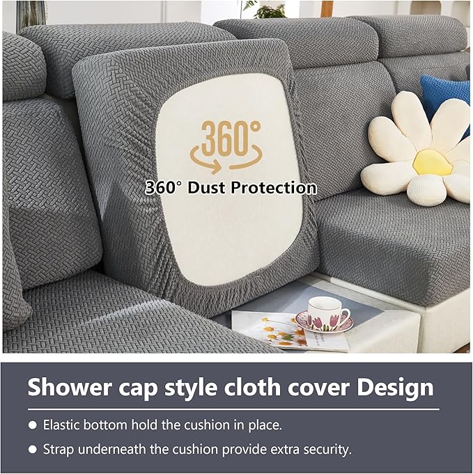Couch Cushion Covers for Sofa Couch Covers Wear-Resistant Universal Sofa Cover Washable Stretch for Sectional Slipcovers (Texture-Green,Large Double Seat Cover)