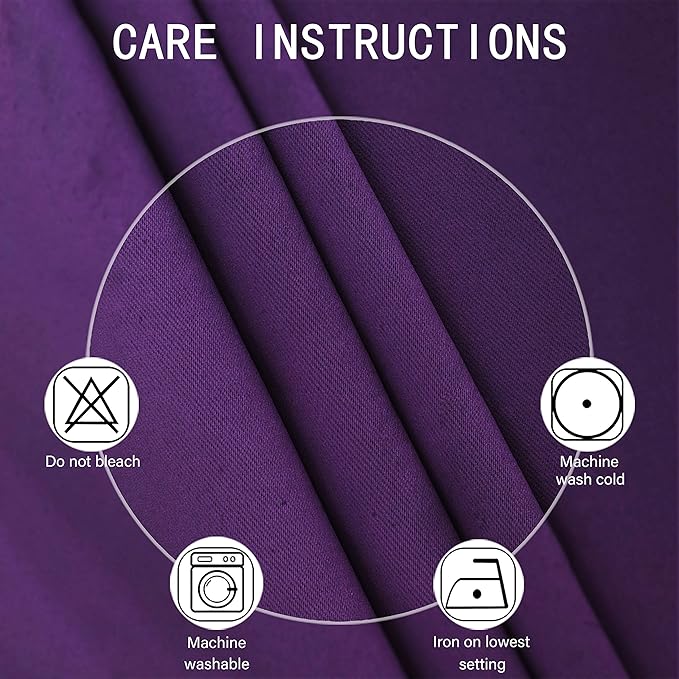 LEMOMO Blackout Curtains 52 x 63 inch/Purple Curtains Set of 2 Panels/Thermal Insulated Room Darkening Bedroom Curtains