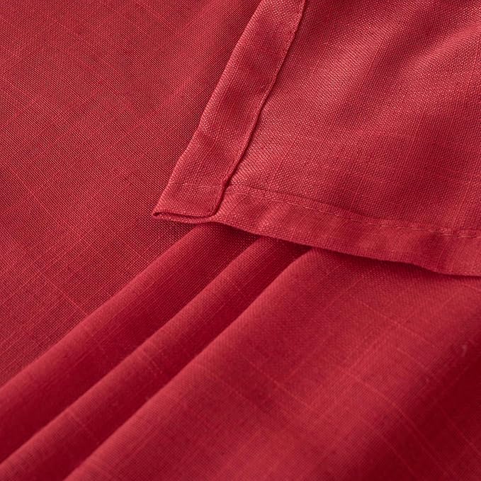 BGment Red Linen Curtains 72 Inches Long for Living Room, Semi Sheer Drapes with Rod Pocket Light Filtering for Bedroom Dining Lightweight, 2 Panels Set, Each 52 Inch Wide