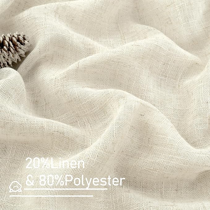 LAMIT 108 inch Linen Curtains for Living Room, Back Tab and Rod Pocket Cream Ivory Extra Long Curtains Light Filtering Neutral Drapes for Large Window, 2 Panels,52 x 108 Inch, 9FT, Natural