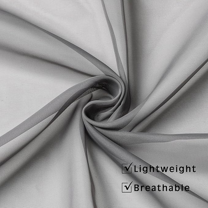 OWENIE Short Grey Sheer Curtains 36 Inches 2 Panels Set - Light Filtering Kitchen Tiers Rod Pocket Voile Cafe Curtains for Kitchen Bathroom Small Half Window, 42 in W x 36 in L, Grey