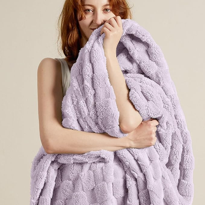 Bedsure GentleSoft Twin Blanket for Bed Lavender Fog - Super Soft Cozy Blankets for Kids Girls, Cute Fuzzy Fleece Throws for Bedroom Couch, 60x80 Inches