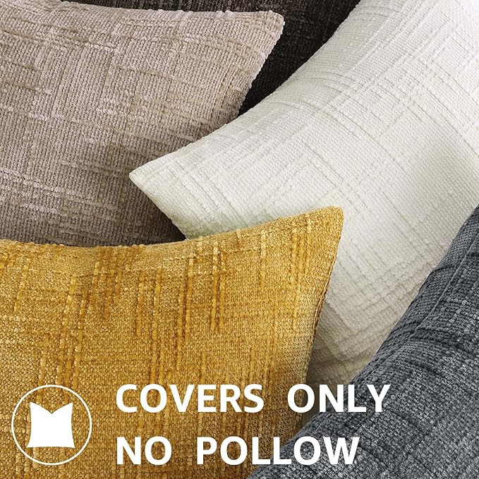decorUhome Dark Grey Chenille Throw Pillow Covers 20x20 Set of 2 Textured Soft Cozy Slubby Couch Pillow Covers Modern Farmhouse Boho Decorative Pillow Cases for Bed Sofa Living Room