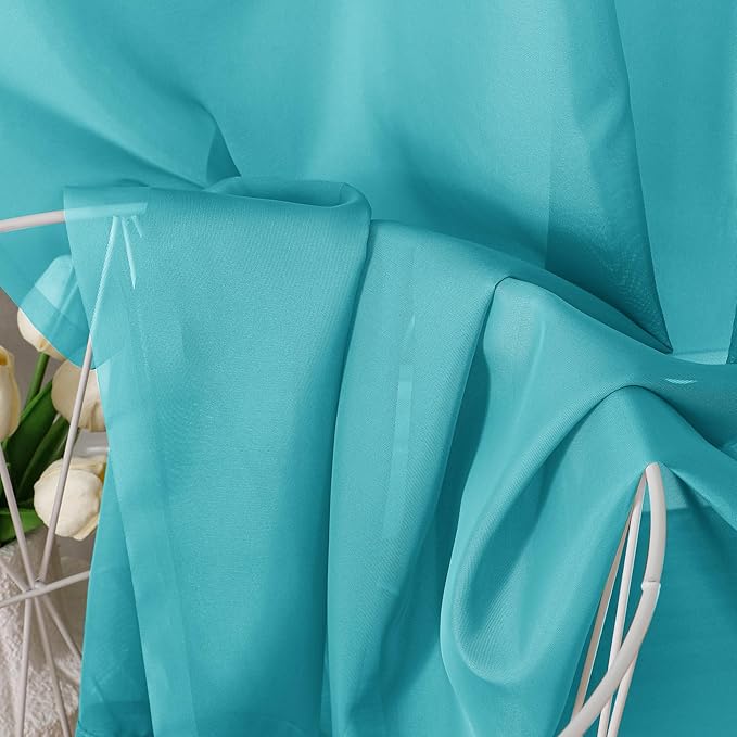 Aiyufeng Turquoise Sheer Curtains 84 Inches Long 2 Panels Set, Light Filtering Soft Airy Voile Rod Pocket Turquoise Sheer Window Drapes for Bedroom Living Room, Each 40Wx84L Inches