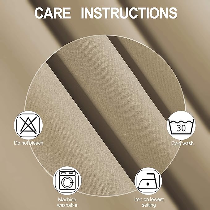 LEMOMO Beige Blackout Curtains 34 x 54 Inch Length/Set of 2 Curtain Panels/Thermal Insulated Room Darkening Blackout Curtains for Bedroom
