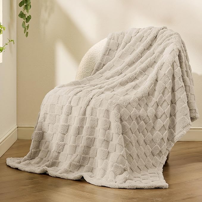 Bedsure GentleSoft Throw Blanket for Couch - Super Soft Cozy Blankets Gifts for Kids Girls, Cute Small Fleece Throws for Bedroom Home Decor, Neutral, 50x70 Inches