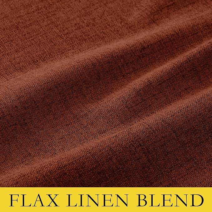 NICETOWN 100% Absolutely Blackout Linen Curtains with Thermal Insulated Liner, 52" Wide, 2 Panels, 72" Long Drapes, Grommet Retro Burnt Orange Linen Curtains Vertical Drapes Privacy for Bedroom