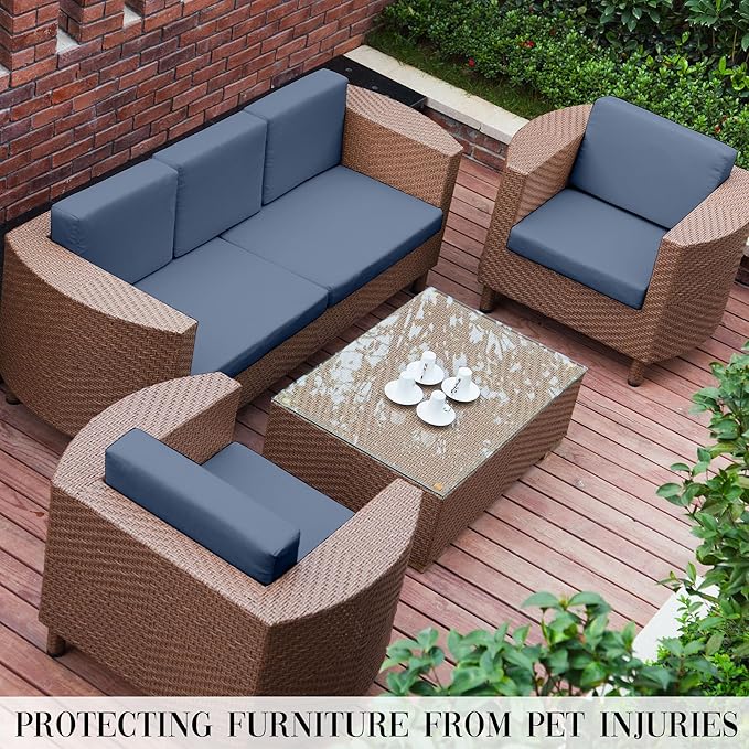 Outdoor Cushion Covers Set,8PCS Patio Furniture Couch Seat Slipcovers, Replacement for Sofa Sectional Chair(Cover，Only)
