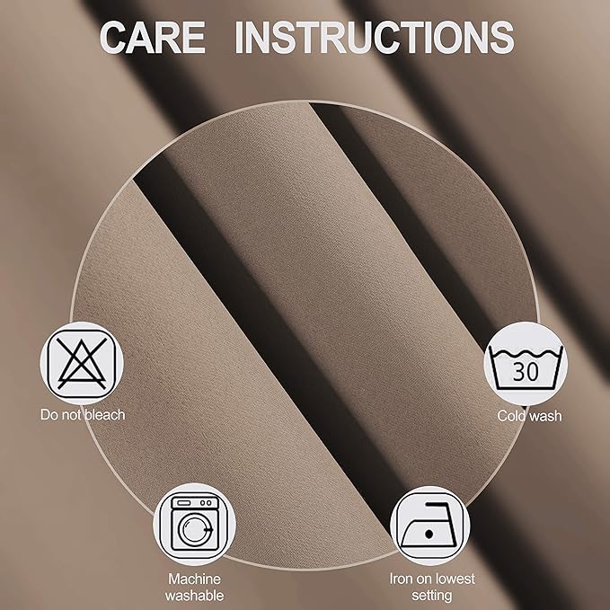 LEMOMO Cappuccino Thermal Blackout Curtains/38 x 84 Inch/Set of 2 Panels Room Darkening Curtains for Bedroom