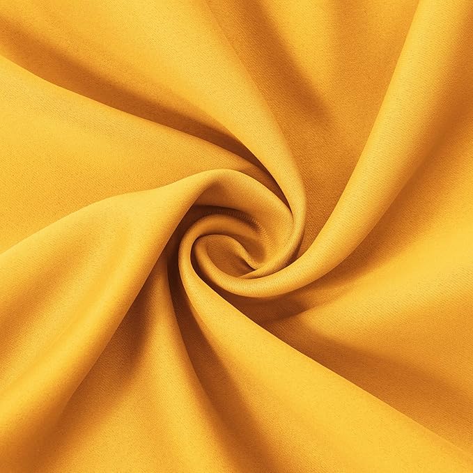 LEMOMO Yellow Blackout Curtains/52 x 108 Inch/Set of 2 Panels Thermal Insulated Room Darkening Curtains for Bedroom