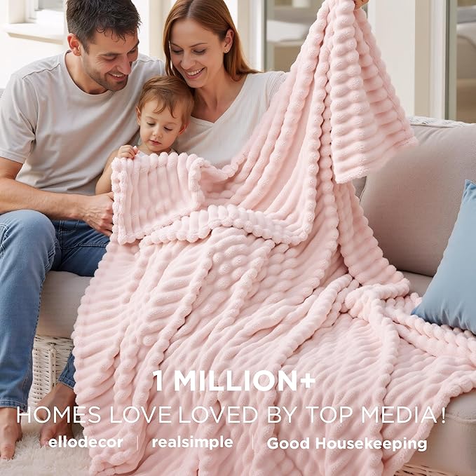 Bedsure GentleSoft California King Size Blanket for Bed - Cozy Soft Blankets for Women, Cute Large Throws for Girls, Crystal Pink, 102x96 Inches