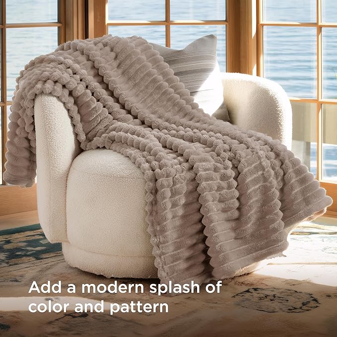 Bedsure GentleSoft Light Brown Throw Blanket for Couch - Cozy Soft Fleece Blankets for Women, Cute Small Throws for Girls, 50x60 Inches
