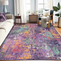 Washable Area Rugs 8'x10' Non-Slip Modern Abstract Soft for Living Room Entryway Bedroom Nursery, Print Pattern, Purple Orange Blue Green Rust Red Colorful