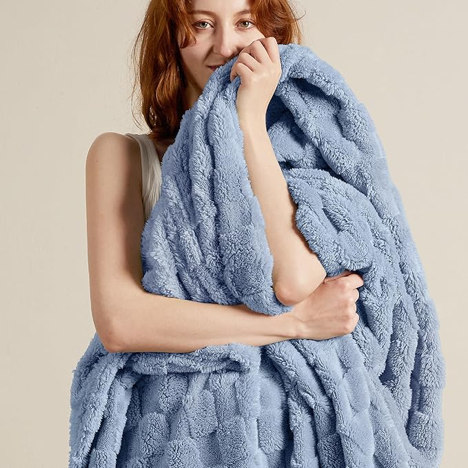 Bedsure GentleSoft Full Size Blankets for Bed Ashley Blue - Super Soft Cozy Fleece Blanket for Kids Girls, Large Fuzzy Throws for Bedroom Decor, 84x90 Inches